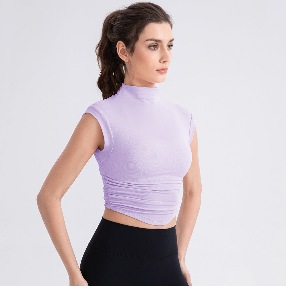 Irregular Asymmetric Half Turtleneck for Exercise and Yoga