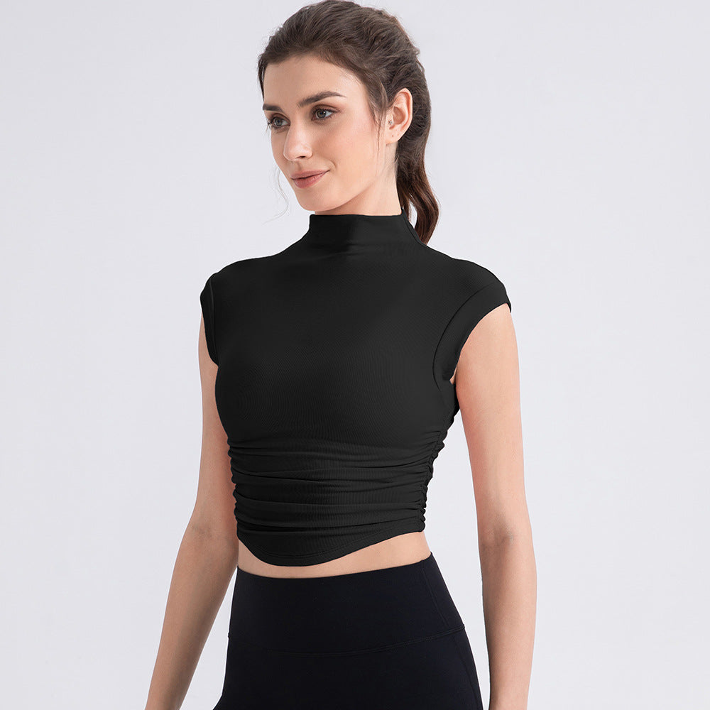 Irregular Asymmetric Half Turtleneck for Exercise and Yoga