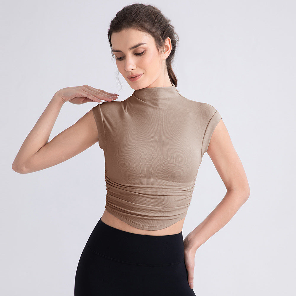 Irregular Asymmetric Half Turtleneck for Exercise and Yoga