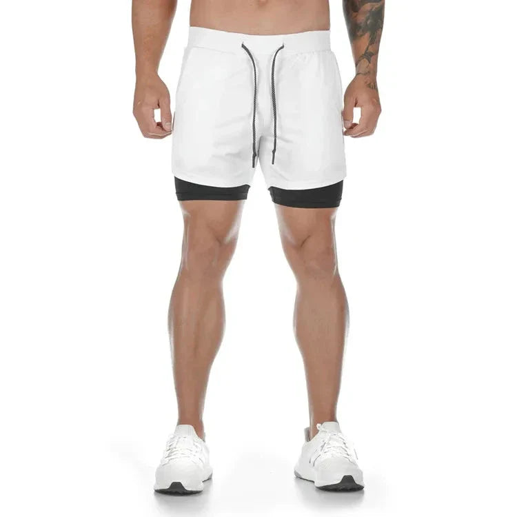 Men’s 2-in-1 Camo Running Shorts — Quick-Dry Gym Fitness Training Shorts