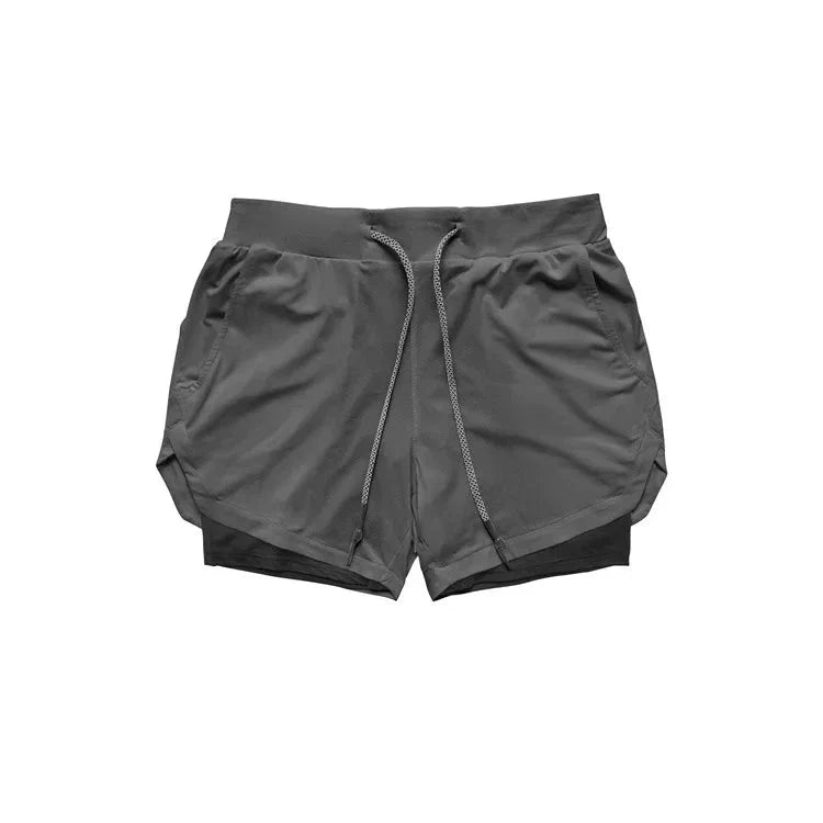 Men’s 2-in-1 Camo Running Shorts — Quick-Dry Gym Fitness Training Shorts