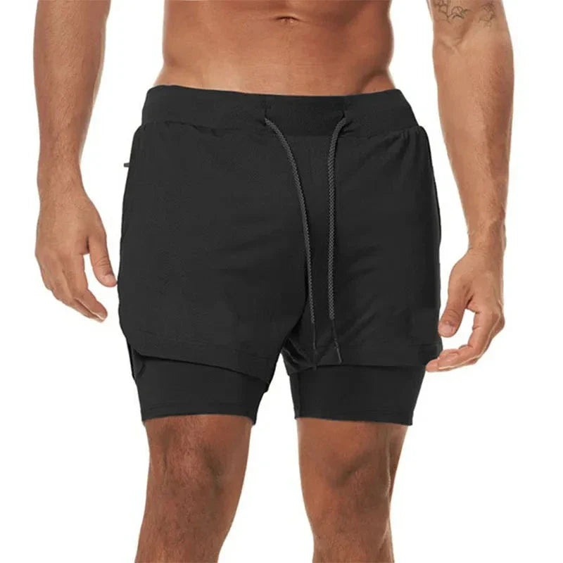 Men’s 2-in-1 Camo Running Shorts — Quick-Dry Gym Fitness Training Shorts